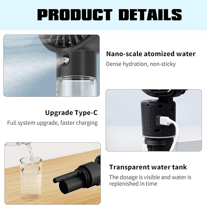 Handheld Fan with Water Mist